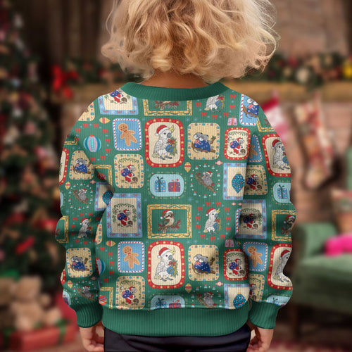 Australia Wildlife Christmas Stamps Kid Ugly Christmas Sweater Green Aussie Native Animal Seamless Pattern