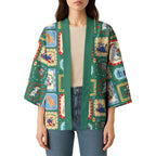Australia Wildlife Christmas Stamp Kimono Green Aussie Native Animal Seamless Pattern