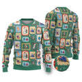 Australia Wildlife Christmas Stamps Ugly Christmas Sweater Green Aussie Native Animal Seamless Pattern