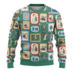 Australia Wildlife Christmas Stamps Ugly Christmas Sweater Green Aussie Native Animal Seamless Pattern