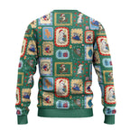 Australia Wildlife Christmas Stamps Ugly Christmas Sweater Green Aussie Native Animal Seamless Pattern