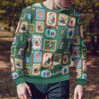 Australia Wildlife Christmas Stamps Ugly Christmas Sweater Green Aussie Native Animal Seamless Pattern