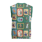 Australia Wildlife Christmas Stamps Christmas Knitted V-Neck Vest Green Aussie Native Animal Seamless Pattern
