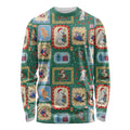 Australia Wildlife Christmas Stamp Long Sleeve Shirt Green Aussie Native Animal Seamless Pattern