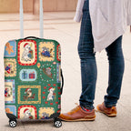 Australia Wildlife Christmas Stamp Luggage Cover Green Aussie Native Animal Seamless Pattern