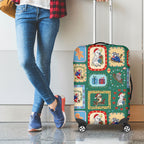 Australia Wildlife Christmas Stamp Luggage Cover Green Aussie Native Animal Seamless Pattern