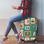 Australia Wildlife Christmas Stamp Luggage Cover Green Aussie Native Animal Seamless Pattern