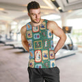 Australia Wildlife Christmas Stamp Men Tank Top Green Aussie Native Animal Seamless Pattern