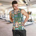 Australia Wildlife Christmas Stamp Men Tank Top Green Aussie Native Animal Seamless Pattern