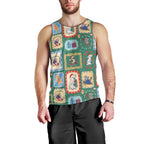 Australia Wildlife Christmas Stamp Men Tank Top Green Aussie Native Animal Seamless Pattern
