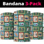 Australia Wildlife Christmas Stamp Neck Gaiter Green Aussie Native Animal Seamless Pattern