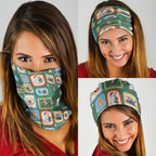 Australia Wildlife Christmas Stamp Neck Gaiter Green Aussie Native Animal Seamless Pattern