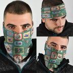 Australia Wildlife Christmas Stamp Neck Gaiter Green Aussie Native Animal Seamless Pattern