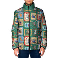 Australia Wildlife Christmas Stamp Padded Jacket Green Aussie Native Animal Seamless Pattern