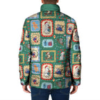 Australia Wildlife Christmas Stamp Padded Jacket Green Aussie Native Animal Seamless Pattern