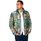 Australia Wildlife Christmas Stamp Padded Jacket Green Aussie Native Animal Seamless Pattern