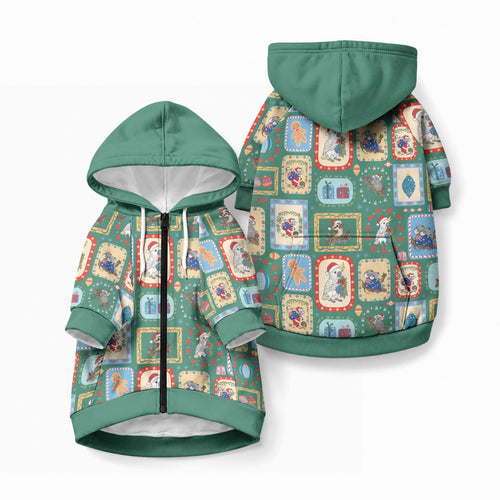 Australia Wildlife Christmas Stamp Pet Hoodie Green Aussie Native Animal Seamless Pattern