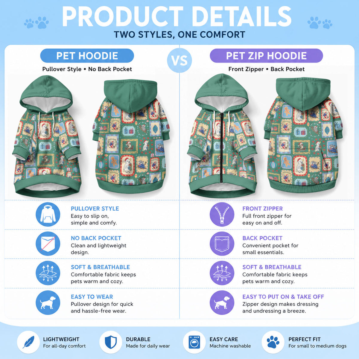 Australia Wildlife Christmas Stamp Pet Hoodie Green Aussie Native Animal Seamless Pattern
