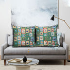 Australia Wildlife Christmas Stamp Pillow Cover Green Aussie Native Animal Seamless Pattern