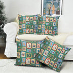 Australia Wildlife Christmas Stamp Pillow Cover Green Aussie Native Animal Seamless Pattern