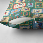 Australia Wildlife Christmas Stamp Pillow Cover Green Aussie Native Animal Seamless Pattern