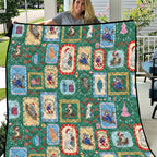 Australia Wildlife Christmas Stamp Quilt Green Aussie Native Animal Seamless Pattern