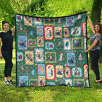 Australia Wildlife Christmas Stamp Quilt Green Aussie Native Animal Seamless Pattern