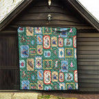 Australia Wildlife Christmas Stamp Quilt Green Aussie Native Animal Seamless Pattern