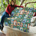 Australia Wildlife Christmas Stamp Quilt Green Aussie Native Animal Seamless Pattern