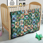 Australia Wildlife Christmas Stamp Quilt Green Aussie Native Animal Seamless Pattern