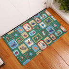 Australia Wildlife Christmas Stamp Rubber Doormat Green Aussie Native Animal Seamless Pattern