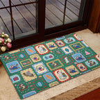 Australia Wildlife Christmas Stamp Rubber Doormat Green Aussie Native Animal Seamless Pattern