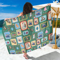 Australia Wildlife Christmas Stamp Sarong Green Aussie Native Animal Seamless Pattern