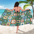 Australia Wildlife Christmas Stamp Sarong Green Aussie Native Animal Seamless Pattern