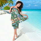 Australia Wildlife Christmas Stamp Sarong Green Aussie Native Animal Seamless Pattern