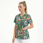 Australia Wildlife Christmas Stamp Scrub Top Green Aussie Native Animal Seamless Pattern