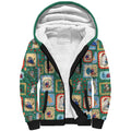 Australia Wildlife Christmas Stamp Sherpa Hoodie Green Aussie Native Animal Seamless Pattern