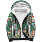 Australia Wildlife Christmas Stamp Sherpa Hoodie Green Aussie Native Animal Seamless Pattern