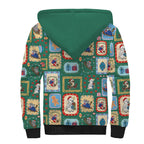 Australia Wildlife Christmas Stamp Sherpa Hoodie Green Aussie Native Animal Seamless Pattern