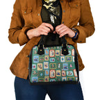 Australia Wildlife Christmas Stamp Shoulder Handbag Green Aussie Native Animal Seamless Pattern