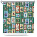 Australia Wildlife Christmas Stamp Shower Curtain Green Aussie Native Animal Seamless Pattern