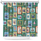 Australia Wildlife Christmas Stamp Shower Curtain Green Aussie Native Animal Seamless Pattern