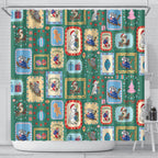 Australia Wildlife Christmas Stamp Shower Curtain Green Aussie Native Animal Seamless Pattern