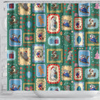 Australia Wildlife Christmas Stamp Shower Curtain Green Aussie Native Animal Seamless Pattern