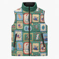Australia Wildlife Christmas Stamp Sleeveless Puffer Jacket Green Aussie Native Animal Seamless Pattern