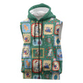 Australia Wildlife Christmas Stamp Sleeveless Zip Hoodie Green Aussie Native Animal Seamless Pattern