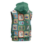 Australia Wildlife Christmas Stamp Sleeveless Zip Hoodie Green Aussie Native Animal Seamless Pattern