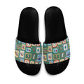 Australia Wildlife Christmas Stamp Slide Sandals Green Aussie Native Animal Seamless Pattern