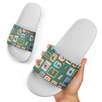 Australia Wildlife Christmas Stamp Slide Sandals Green Aussie Native Animal Seamless Pattern