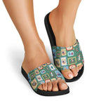 Australia Wildlife Christmas Stamp Slide Sandals Green Aussie Native Animal Seamless Pattern